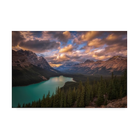 Michael Zheng 'Peyto Lake At Dusk' Canvas Art,12x19